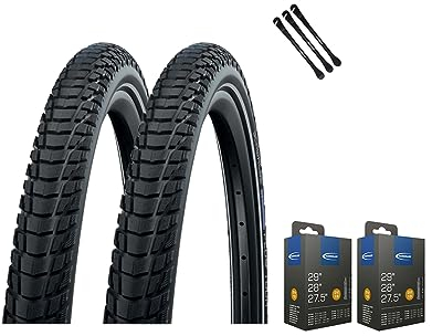 2er Set Schwalbe Reifen Marathon Plus Tour 2022 Smart Guard 28x1,40 Zoll (37-622), 28x1,50 (40-622) oder 28x1,75 (47-622) Schlauch wählbar + Reifenheber (DV-Ventil Schläuche, 28x1,75 Zoll (47-622))