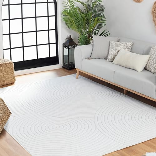 Livabliss Denver Outdoor wetterfest - In und Outdoor für Balkon 160x220cm, Terrasse, Garten, Küche - e Boho Style für draußen - Weiß