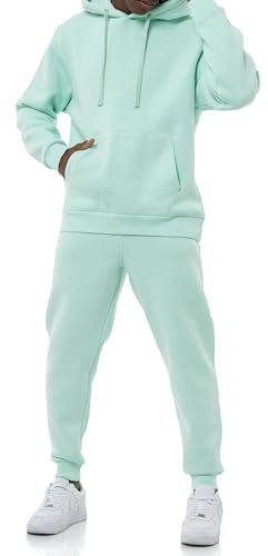 Redbridge Stylischer Herren Jogginganzug Set Kapuzenpullover und Jogginghose Premium Sweat Anzug Regular Fit Mint S