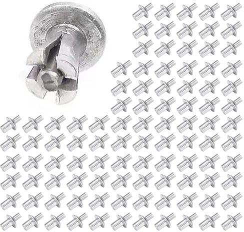 Botiniv Hammer Drive Rivets | 100 Pieces Aluminum Blind Rivet | Round Head Core Rivets | Knock Type Dome Head Pop Rivet | Hammer Drive Nail in For Home, Electronic, Precision