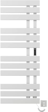 Scaldasalviette Elettrico,Portasciugamani elettrico,Termostato WiFi Smart Scaldasalviette,500×1300mm,450W,per Alexa e Google Home e APP,Scaldasalviette Elettrico Bagno Basso Consumo-WiFi White Right