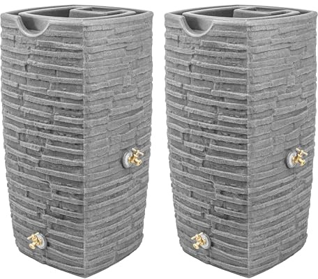 Good Ideas Impressions Riverwalk Rain Water Collection Barrel, 2 Pack