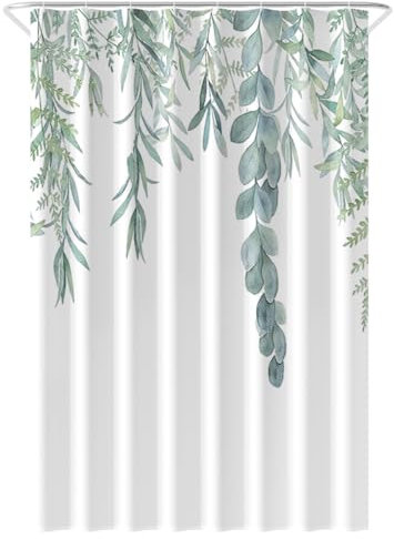 Loti Living Anti-Schimmel Duschvorhang - 120x200 cm - Hängepflanze - Wasserfestes Polyester - Inkl. Ringe - Shower Curtains - Duschvorhang Anti Schimmel - Duschvorhang Badewanne