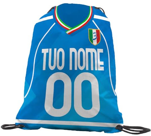 quickgadget Sacca Ginnastica GYMBACK Sport 2025 per Tifoso Napoli - Sacchetto Sportivo Calcio Fashion Borsa, Piscina, Zaino,portascarpe Scuola, Uomo Donna Bambino, Personalizzato con Nome e Numero