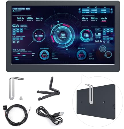 Waveshare 7inch IPS Side Monitor, Extended Monitor Windows 7/8/10/11, 1024x600 IPS Display Panel, Supports Horizontal and Vertical Flip, Up to 170° Viewing Angle, USB One-Cable Connection, Black