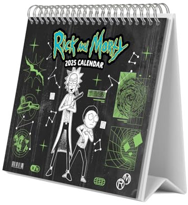 Grupo Erik Kalender 2025 Tischkalender Rick and Morty Kalender 2025 Familienplaner Tischkalender 2025 zum Aufstellen 20 x 17 cm Jahreskalender 2025