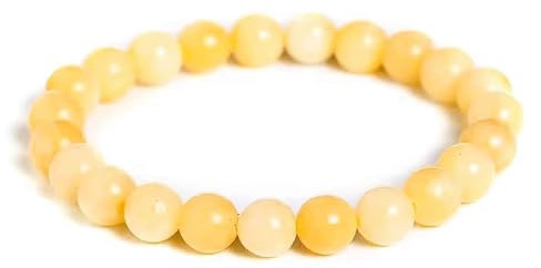 Joyas Minerales Gelbe Jade-Armband – 100% echte Natursteine | Bequem & elegant | Elastische koreanische Schnur | Inkl. Geschenkbox (Gelbe Jade, 8mm)