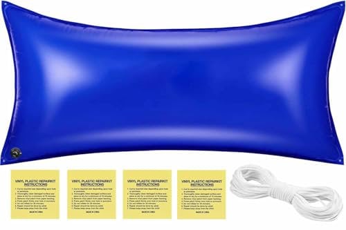 Panngu Cuscino per piscina 200 x 400 cm, cuscino d'aria per piscina invernale XXL con pompa, palloncino invernale con kit di riparazione per piscina invernale (2 x 4 m, blu)