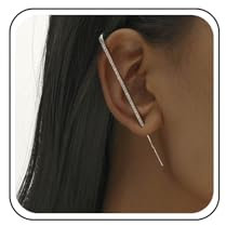 Yheakne Vintage Crystal Ear Wrap Crawler Hook Earrings Long Rhinestone Ear Cuff Wrap Earring Silver Cz Ear Cuff Hook Earrings Cz Crystal Ear Pin Crawler Earring Jewelry for Women