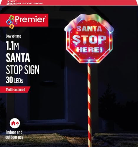 Raraion Premier - 1.1m SANTA STOP HERE Landmark with 30 Multi LEDs