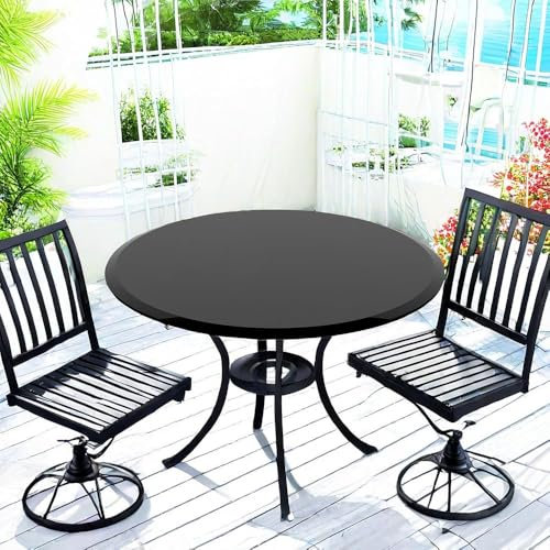 ZYXQQJ Tischplatte Schwarz Esstisch Glasplatte Rund Tabletop Küchenplatte Arbeitsplatte Tisch Glasplatte Ersatzteil Flach Polierte Kante(Ø118cm/46)