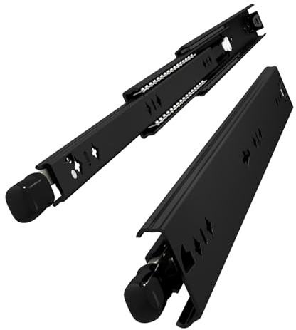 VADANIA Schwerlast Schubladenauszug mit Schloss 300mm, #D53-B, 1 Paar | 120kg Tragfähigkeit Vollauszug-Kugellager, Seitenmontage, Schwarz
