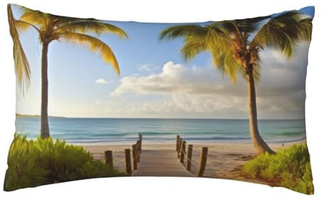 AMREWQYL Palm Trees Beach Printed Pillow Case 12x20in Throw Pillow Cover Cushion Cover