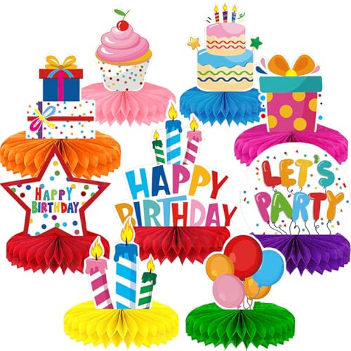 AUNGKWANG 9 Stück Wabenbälle Tischdeko, Geburtstag Bienenwaben Tischdeko, Bunte Wabe Ornament Geburtstag, Kindergeburtstage Party Tischdeko, Bienenwabe Mittelstücke Geburtstag für Jungen Mädchen