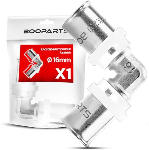 BOOPARTS - raccord multicouche 16-16 a sertir contour TH - coude multicouche - raccord plomberie pour tube multicouche 16