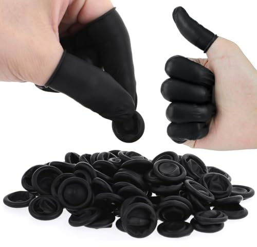 JEYORZY 100 Stück Latex Fingerlinge, Einweg-Latex-Nagelabdeckung Langlebig Hochelastisch Antistatisch Schützen Ärmel Werkzeug, für Kosmetik Medizin