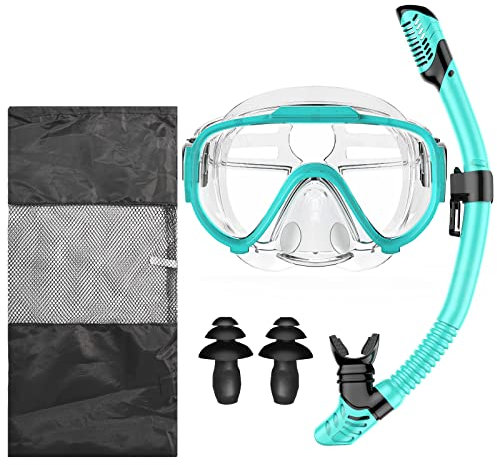 Set per Snorkeling Adulti con Maschera e Boccaglio, Maschera E Boccaglio Snorkeling, Antiappannante Maschera Sub, Maschera Da Sub Panoramici A 180°, Maschera per Immersioni, Unisex-Adulto