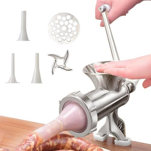 Zyntora Picadora de Carne | Picadora Manual de Alimentos y Embutidora de Salchichas - Máquina Procesadora De Alimentos Herramientas Cocina Para Picar Moler Cocina Casera Cordero Ternera Cerdo