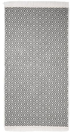 MaxxGoods Teppich Granada 80x150cm, Schwarz - moderner Kurzflor Teppich waschbar 30°C - Boho & Skandi Läufer für Wohnzimmer, Schlafzimmer, Flur & Küche - pflegeleicht, beidseitig nutzbar