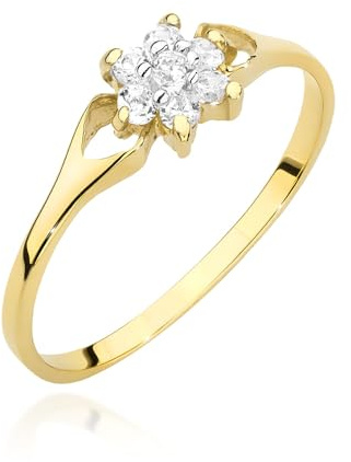 MARKO Damenring aus 8 Karat (333) Echtgold – Feiner Goldring mit weißem, blauem oder hellblauem Stein