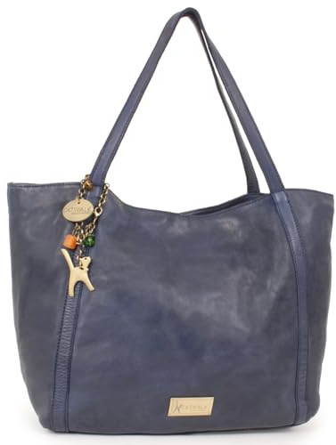 Catwalk Collection Handbags - Damen Leder Shopper Tote Bag - Schultertasche Groß - Arbeitstasche für Notizbuch A4 - Hazel