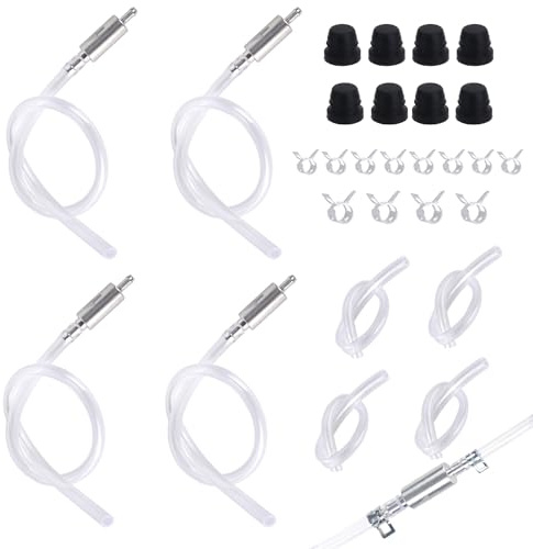 Goktvai 4 Sets Universal Brake Bleeder Hose Kit, One-Way Brake Bleeder Check Valve Tube Bleeding Tool with Metal Clamps Accessories for Car Motorbike Motorcycle Bike DIY Service and Maintenance