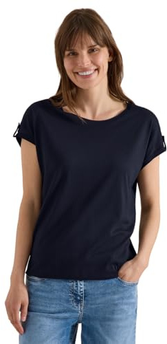 Damen T-Shirt mit Rundhals und Turn-Up-Detail