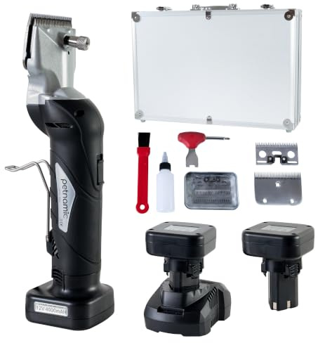 Esquiladora para Caballos Inalámbrica 180W, 2500 RPM, 2 Baterías 4000mAh, Cuchillas Tipo A2 Lister, Bajo Ruido, 4h de Autonomía y Maletín