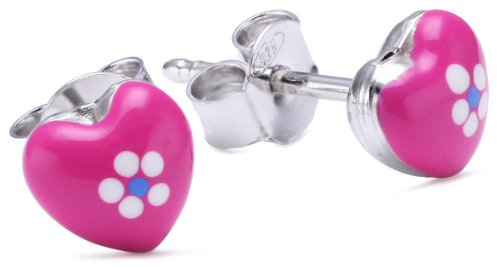 SCOUT Kinderschmuck, Ohrstecker 925 Sterling Silber, Herz handemailliert