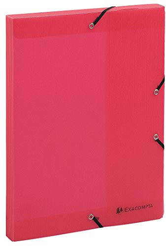 Exacompta 59775E Sammelbox Iderama mit Gummizug 40 mm breit aus Kunststoff mit Rückenschild für DIN A4 Archivbox Heftbox Dokumentenbox Zeichenbox Sammelmappe rot
