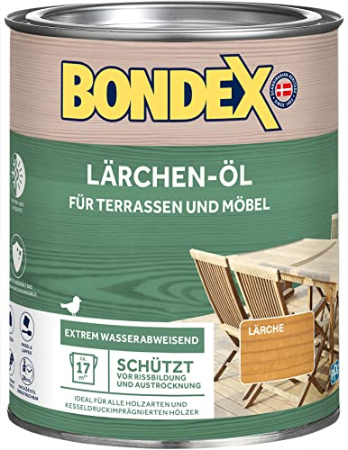 Bondex Lärchen Öl 0,75 L für 17 m² | Extrem wasserabweisend | Schützt vor Rissbildung und Austrocknung | Atmungsaktiv | matt | Holzöl | Holzschutz