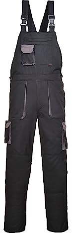Portwest TX12 Herren Texo Kontrast Latzhose Arbeitslatzhose Schwarz, XXXL