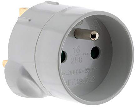 Zenitech - Adaptateur prise voyage France vers UK - prise mâle UK vers prise femelle FR - Blanc