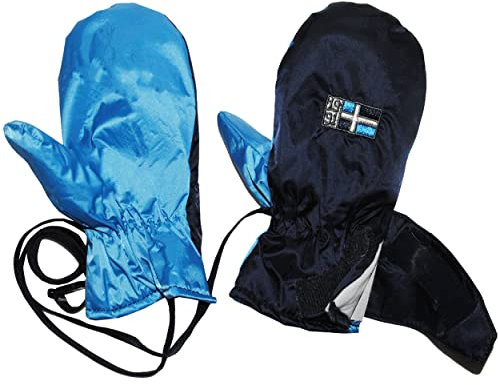 alles-meine.de GmbH Thermo Fausthandschuhe/Fäustlinge - dunkel blau - Größe: 2 bis 3 Jahre - mit Klettverschluß & langem Schaft - LEICHT anzuziehen - Baby - Fauster - gefüt..