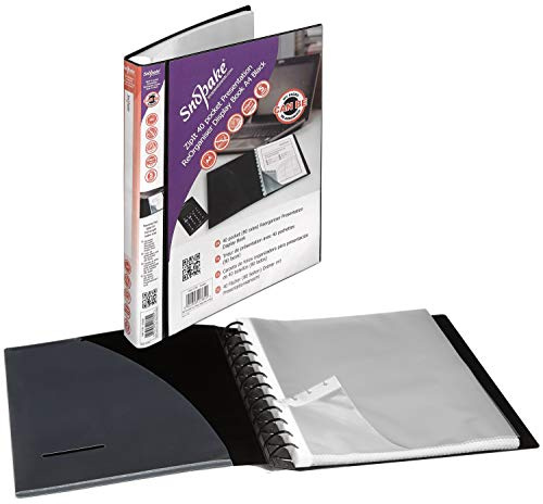 Snopake ZipIt A4 Presentation ReOrganiser Display Book 40 Pockets - Black [Pack of 1] Ref: 15780