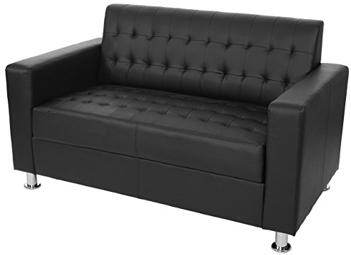 2er Sofa Kunda, Couch Loungesofa, Kunstleder, Metall-Füße - schwarz