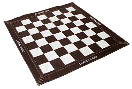 Stonkraft 19 x 19 Echtes Leder Schach - Dark Tan Farbe | Roll-up Schach | Turnier Schach