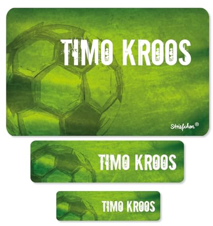 Striefchen® Schuletiketten mit Namen im 100er Pack - Fußball - ideal für das Beschriften von Heften und Büchern in der Schule
