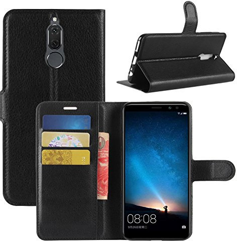 HualuBro Cover Huawei Mate 10 Lite, Flip Case in PU Pelle Premium Portafoglio Cover [Funzione Stand] [Slot Carte] Leather Wallet Phone Custodia per Huawei Mate 10 Lite (Nero)