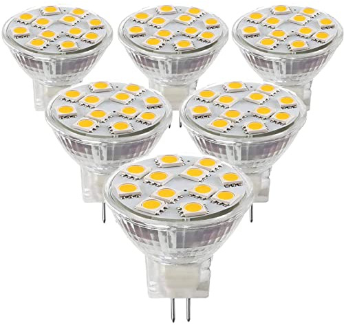Edearkar MR11 GU4 LED Light Bulbs GU4 Bi-Pin Base AC12V 2W (20W Halogen Light Bulbs) Warm White 3000K Utral Bright Spotlight for Home Landscape Track Lighting,Pack of 6