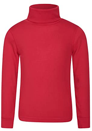 Mountain Warehouse Talus Kids Roll Neck Top - Quick Wicking Jumper, Easy Care Turtle Neck Tee, Warm Thermal Baselayer, Lightweight - for Winter, Walking, Hiking Red Kids Size 5-6 Years