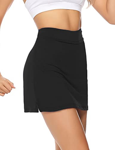 iClosam Jupe de Tennis Femme avec Poche Jupes de Sport 2 en 1 Décontracté Jupe Courte Elastique avec Short intérieur Skort de Pantalon Respirant pour Golf Tennis S-XXL