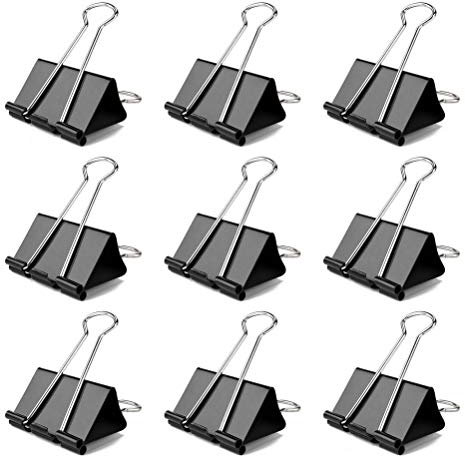 60 Pcs 25mm Mini Binder Clips, Black Metal Clips, Small Foldback Paper Clips Clamp