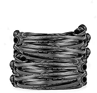 NCC-Licht Illu Lichterkette Komplettset 20m mit 20 E27 Fassungen Schwarz inkl. LED Birne 1W fast 15W klar 120lm 2700K