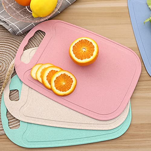Mini-Küchen-Schneidebrett-Matten, kleines Obst-Schneidebrett, Weizenstroh, Kunststoff-Schneidebrett-Set, spülmaschinenfest, Saftrillen, dickere Bretter, einfacher Griff, 33x21 cm, 3 Stück
