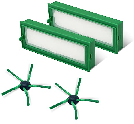 Smilefil Ersatzteile Zubehör für Vorwerk Kobold VR200 VR300 VR 200 VR 300 Staubsauger Roboter Saugroboter - 2 Hepa Filter und 2 Seitenbürste