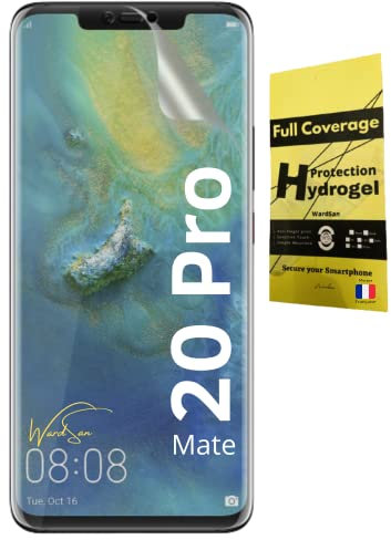 WardSan Hydrogel 3D - Protector Pantalla Hidrogel para Huawei Mate 20 Pro (protección integral 3D, transparente, invisible, compatible con carcasas, funda, TPU flexible, protector de cristales)