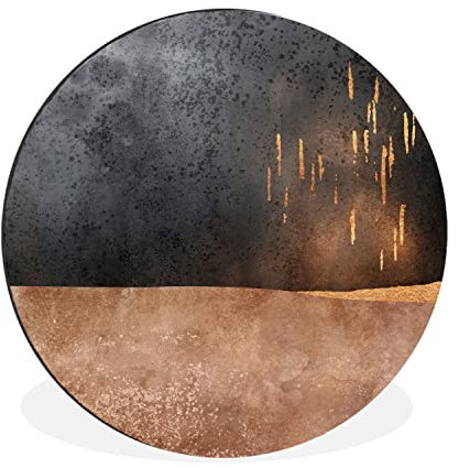 MuchoWow Wandbild Rund Wanddeko Deko Wohnzimmer Bilder 90x90 cm Abstrakt - Gold - Design