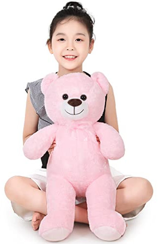 SNOWOLF Teddybär Plüsch Kuschelbär Plüschbär mit Knopfaugen Weiches Nette Bär Puppe Tier Spielzeug Geschenk für Kinder Jungen Mädchen am Geburtstag Weihnachten Valentinstag(40m, Rosa)