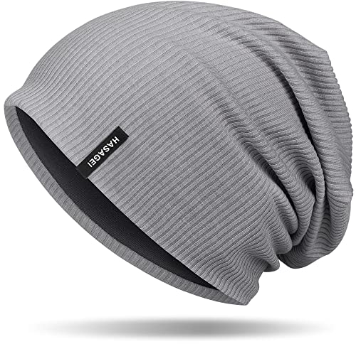 HASAGEI Mütze Herren Damen, Slouch Beanie Mütze Damen, Übergangszeit Weiche Leicht Modische Jersey Beanie, Unisex Warm Winter Mütze Ideal für Frühling Herbst und Winter (Hellgrau)